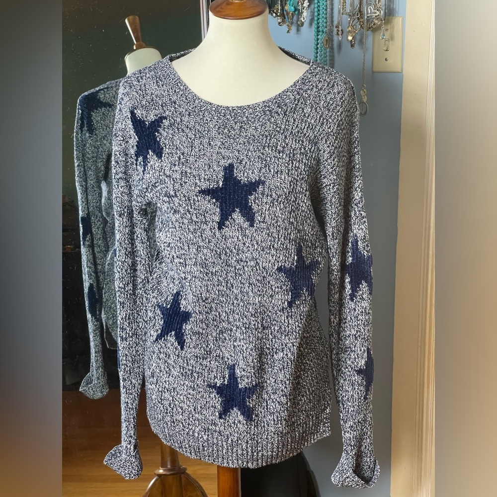 Blue Star Scoop Neck Sweater